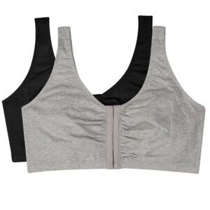 Fruit of The Loom Women's Comfort Front Close Cotton Sports Bra, 2 Pack (36)